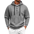 thumbnail image 2 of Men’s 2 Piece Tracksuit Outfit Set, Button Placket Pullover Hoodie with Kangaroo Pocket, Drawstring Cargo Jogger Pants with Multi‑Side Pockets, Daily Walking Outdoor Wear XXL, 2 of 4