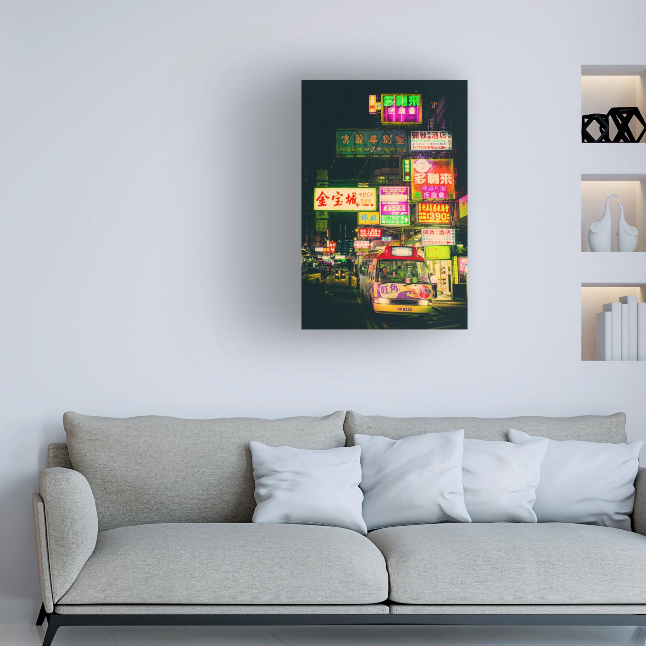 Canvas Wall Art - David Valentine 'Mong Kok Minibus' Wall Art for Living Room, Bedroom, or Office D?cor by Trademark Fine Art - 16 x 24 Inches