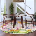 thumbnail image 3 of Watercolor Floral Truck Round Area Rug 6Ft Washable Circle Rugs for Bathroom Office, Spring Garden Butterflies Pink Plaid Non-Slip Carpet Floor Mats Indoor Outdoor Carpet Runner Aesthetic Home Decor, 3 of 8