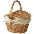 thumbnail image 2 of Wicker Picnic Baskets Handmade Woven Rattan Picnic Basket Food Storage Container Organizer Shopping Storage Hamper with Handle and Double Lids, 2 of 10