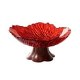thumbnail image 2 of Faux Wood Grain Pedestal Serving Bowl, Clear Petal Shape Plastic, Vintage Style Fruit, Candy and Snack Bowl With Raised Base for Table or Home Kitchen, 2 of 6