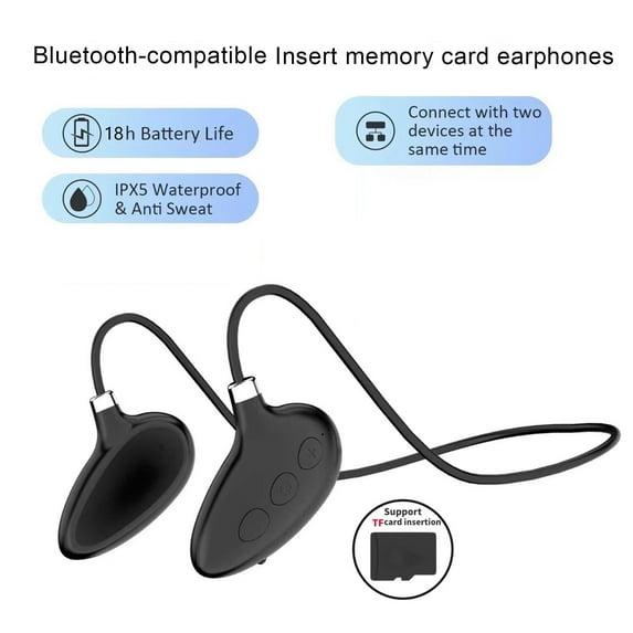 Fairnull 1 Set Wireless Earphone Noise Reduction HIFI Sound Comfortable to Wear Card Insertable Stable Transmission Call Neck Hanging Sport Bluetooth-compatible Headphone for Motorcycle