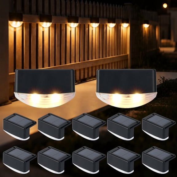 YULINKCO Solar Powered Outdoor LED Stair Light, Wall Mount Fence Light, Black