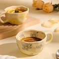 thumbnail image 4 of Elegant Floral Ceramic Mug Coffee Cup with Flower Decorations,250ml,C, 4 of 5