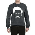 thumbnail image 2 of Wild Bobby, White Parks and Rec Fans Ron Swanson Mustache Face Silhouette, Pop Culture, Unisex Crewneck Graphic Sweatshirt, Charcoal, Large, 2 of 4