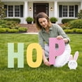 thumbnail image 3 of VictoryStore Easter Yard Sign Set “HOP” Letters with Bunny, 24 Inch Tall Outdoor Lawn Decorations, Weatherproof Corrugated Plastic, Metal Stakes Included, Spring Garden Decor, 3 of 7