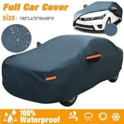 Full Car Cover Waterproof All Weather,for Automobiles Outdoor Sun Dust Scratch Rain Snow Hail UV Dust Protection, Dark Blue, 192.9 x 70.9 x 63in