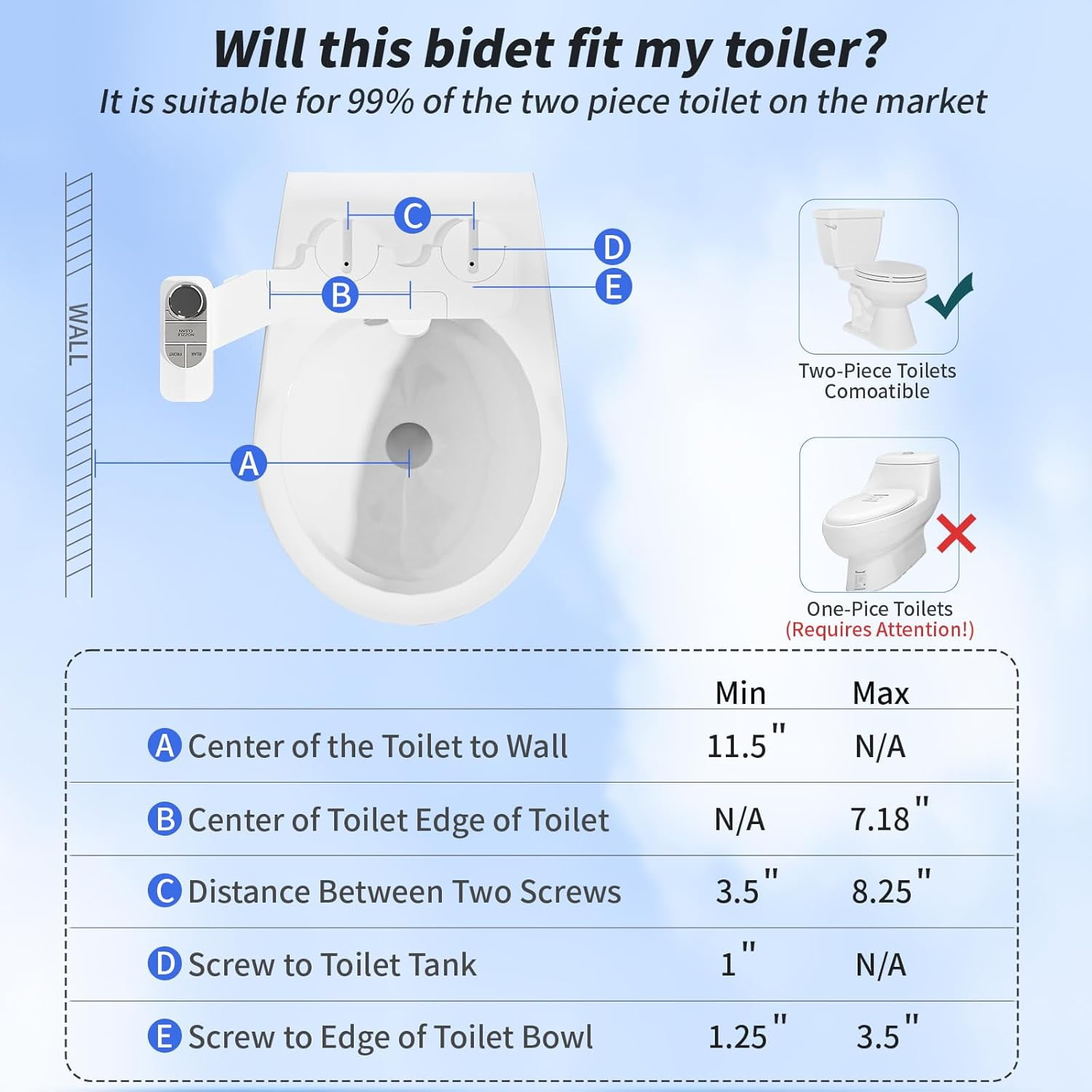 SAMODRA Non-Electric Bidet - Self Cleaning Dual Nozzle (Frontal and Rear Wash) Fresh Water Bidet Toilet Seat Attachment with Independent Adjustable Water Pressure
