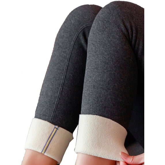 VSNOW Women Leggings Lined Solid Color High Rise Stretch Pants