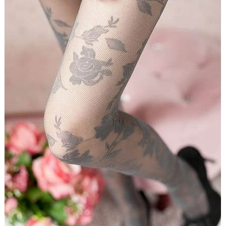 

MRULIC socks for women Rose Hose Panty Sexy Socks Grey + One size