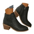 thumbnail image 3 of Women's Ankle Boots Leather Ankle Boots With Cut Out Design Low Heel Side Zipper Casual Fashion Footwear For Daily Comfort, 3 of 9