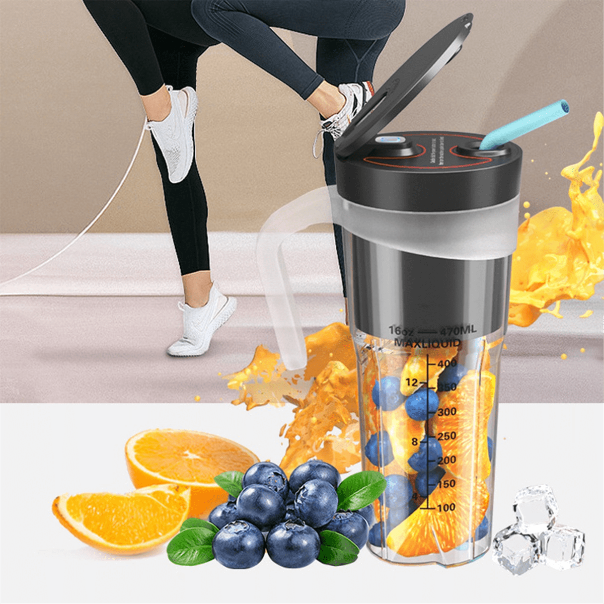 Portable Smoothies Blender Electric Juice Blender Rechargeable Black