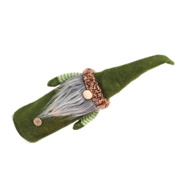 Matsuzay Cubierta de botella de vino de Navidad sin rostro manga de hombre mayor con barba telas no tejidas sombrero decoración de de comedor Kits de decoración para fiestas Verde