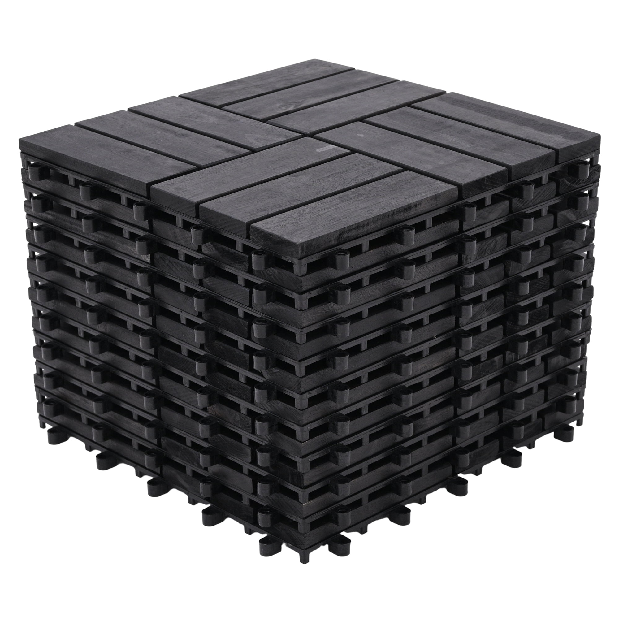 Bliss Hammocks 12-Slat Interlocking Deck Tiles - Acacia Wood - Set