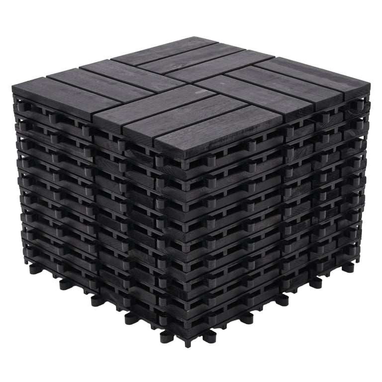 Bliss Hammocks 12-Slat Interlocking Deck Tiles - Acacia Wood - Set
