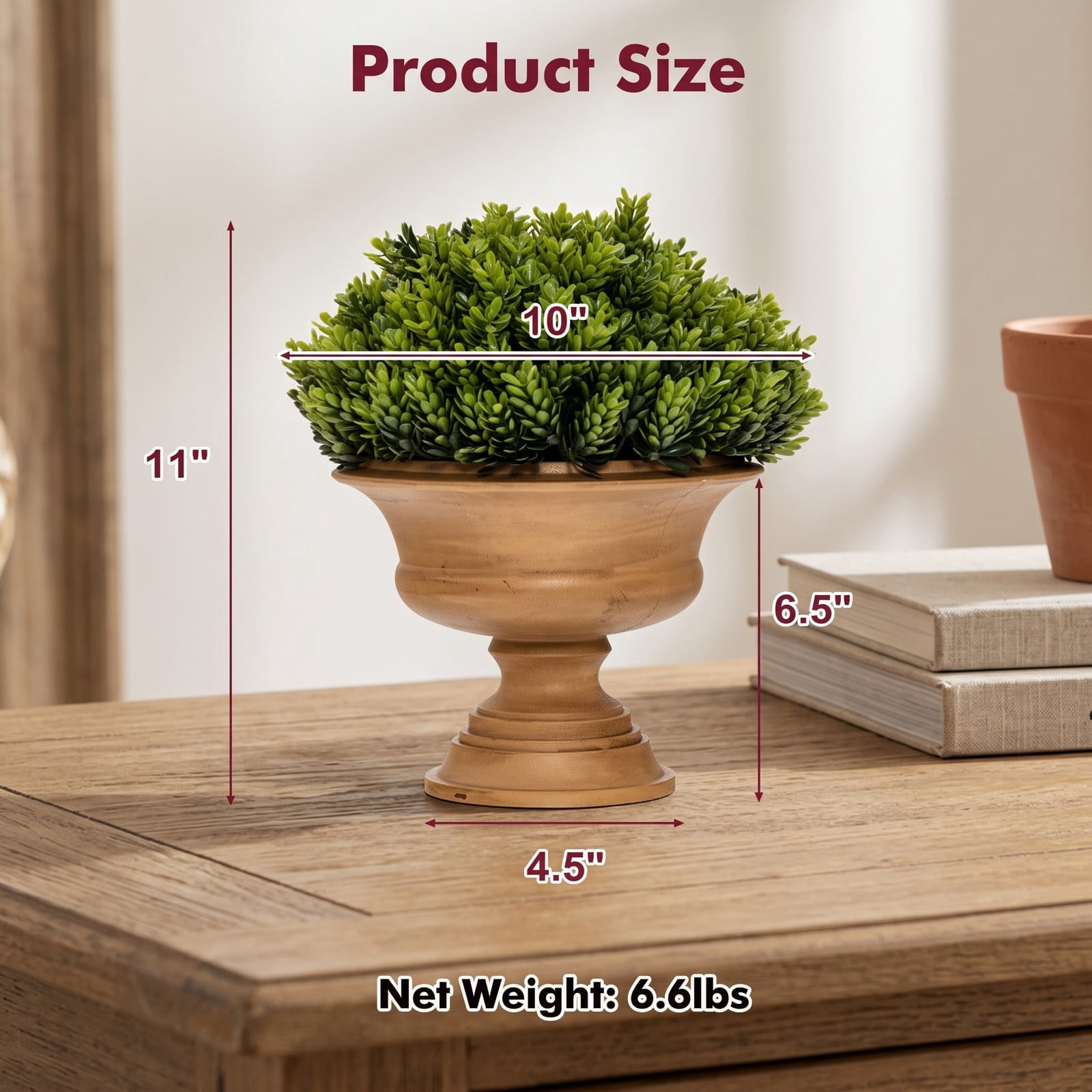 ALPULON 4 Pack Artificial Boxwood Topiary Trees, Faux Potted Greenery Plants with Golden Pots for Home Office Living Room Table Desk Indoor Decor, Green