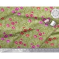 thumbnail image 3 of Soimoi Tissu en Coton Cambric Feuilles & Roses Imprimé Floral Tissu au Mètre 56 Pouces de Large, 3 of 5