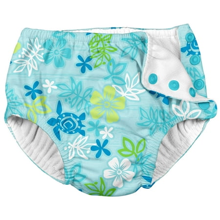 i play Unisex Reusable Absorbent Baby Swim Diapers - Swimming Suit Bottom | No Other Diaper Necessary Aqua Hawaiian Turtle
