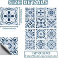 thumbnail image 2 of 36PCS Bohemian Peel and Stick Tile Stickers 4x4 inch Wall Stickers Waterproof Detachable PVC Wall Tile Stickers for Kitchen Washroom Bedroom Wall Table OfficeBlue and White, 2 of 7