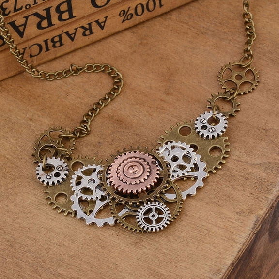 FRCOLOR Steampunk Necklace Gear Retro Necklace Pendant Fashion Accessory for Women