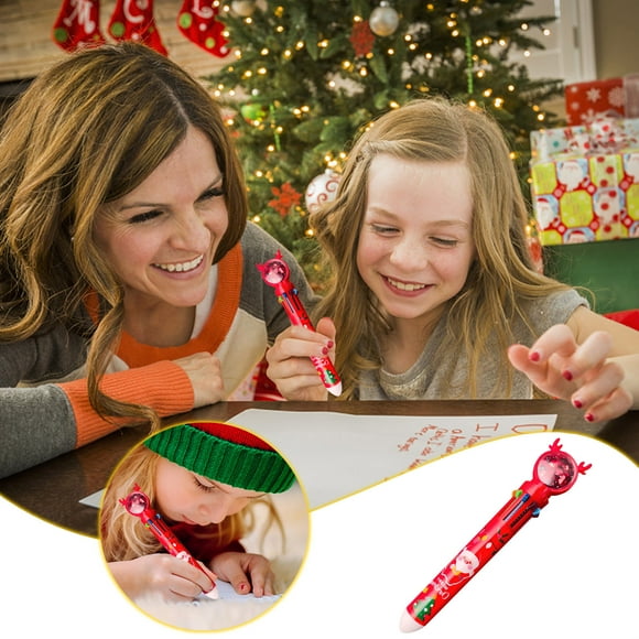 Xihbxyly Bolígrafo Navideño de 10 Colores, Marcador Multifunción 10 En 1, Punta Suave de 0,5 Mm, Tinta Vibrante, Regalo Perfecto para Fiestas, Material de Oficina, Tamaño 16 X 2,8 Cm.