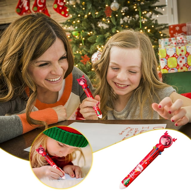 Dvkptbk Ten Color Pen 10 Color Christmas Ballpoint Pen Push Type Color Multifunction Marker 10 In 1 Multicolor Pen Christmas Gift 2ml Ten Color Pen