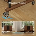 thumbnail image 4 of Solid Wood Rolling TV Stand for TVs up to 65", Media Console Tv Cart with Wheels, Mid Century Entertainment Center with Storage for Living Room & Office, Walnut, 4 of 11