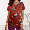thumbnail image 1 of Puntoco, blusas con cuello en V y manga corta a la moda para mujer, blusa de bolsillo con estampado de uniforme de trabajo, tops Puntoco Puntoco-4247, 1 of 5