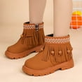 thumbnail image 2 of CAICJ98 Ankle Boots for Girls Tassel Suede Boots Side Zipper Short Booties Winter Snow Boot (Toddler/Little Kid/Big Kid),9, 2 of 9
