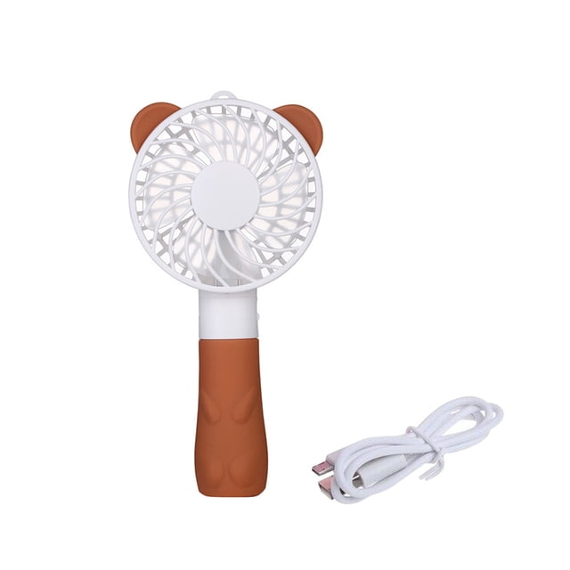 Mini ventilador de mano Viajes de verano Senderismo Camping Ventilador portátil eléctrico recargable con 3 modos, Marrón seitruly HA8617-03B