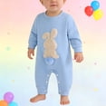 thumbnail image 5 of UACY Easter Baby Boy Girl Outfit Embroidery Bunny Rompers Bunny Tail Jumpsuit Unisex Newborn Infant Easter Clothes (Blue, 12-18M), 5 of 5