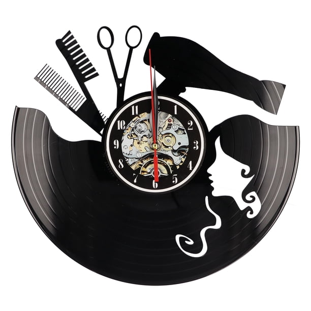 Reloj De Pared Con Disco De Vinilo De 12 Pulgadas, Reloj De Pared Para Niña Con Corte De Pelo Alimentado Por Batería, Ampliamente Utilizado Para El Hogar, Sala De Estar, Dormitorio, Barbería Speravity HA013059-00