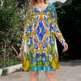 thumbnail image 2 of Summer Sicilian Tiles Citrus Lemons Majolica Mediterranean Long Sleeve Sexy Dresses For Women Ladies Vintage Elegant Party Dress Oversized V-neck Dress, 2 of 7