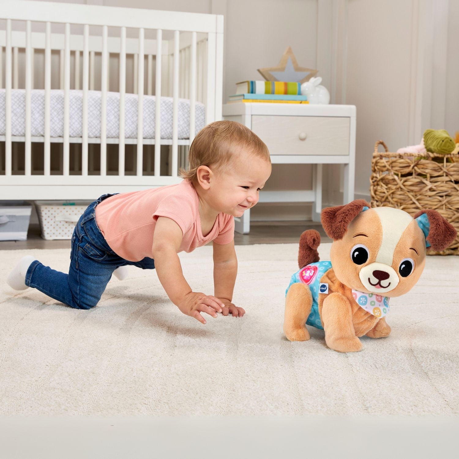VTech Explore & Move With Puppy Walking Plush Toy - French Version, 6+ Months
