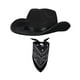 thumbnail image 2 of Sombrero de vaquero con bandana, gorra de ala ancha, sombrero de vaquera para adolescentes, adultos, senderismo, fiesta Negro, 2 of 7