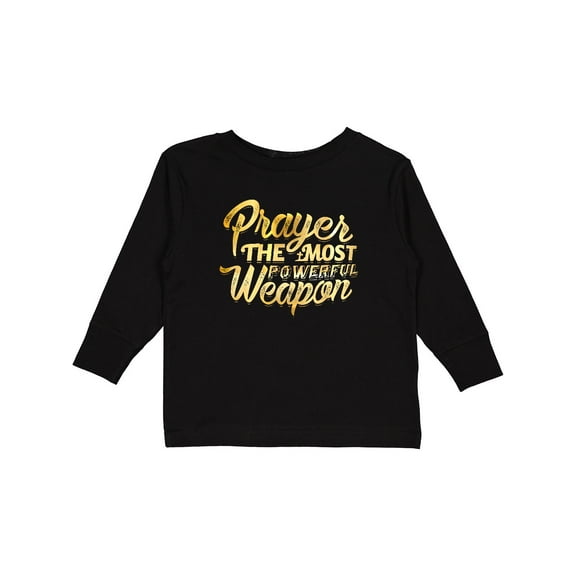 Inktastic Prayer Power Gold Boys or Girls Long Sleeve Toddler T-Shirt