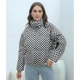 thumbnail image 5 of Womens Zip Front Plaid Sweatshirts Print Hoodie Fall Jackets Long Sleeve Casual Drawstring Clothes Black XL, 5 of 9