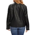 thumbnail image 4 of S P Y M Womens Faux Leather Jacket, Moto Biker Coat, Quilted Zip Up Outwear,Regular and Plus Size, 4 of 5