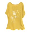 thumbnail image 1 of Birdeem Mode Femmes Coton et Lin Imprimé Col Rond Manches Courtes Haut Chemises Blouses, 1 of 1