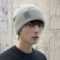 thumbnail image 1 of Gorro de invierno para hombre, resistente al viento, cálido, de lana, tejido, moderno, para ciclismo, con puntera con forro polar grueso, 1 of 6