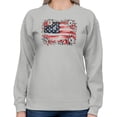 thumbnail image 2 of Smartprints Vintage Floral American Flag Art Women's Sweatshirt, Ash, S, 2 of 3