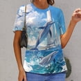 thumbnail image 3 of Ocean Dolphins Sailboat Adventure T Shirts Basic T-Shirt Short Sleeve Ladies Tee Shirt Summer Graphic Clothing, 3 of 7