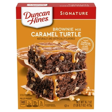 Pack of 2 Duncan Hines Signature Caramel Turtle Brownie Mix, 16.7 oz (Package May Vary)