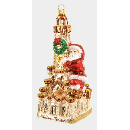 santa on chicago water tower polish glass christmas ornament illinois decoration - Chicago Christmas Ornament santa on chicago water tower polish glass christmas ornament illinois decoration - Chicago Christmas Ornament