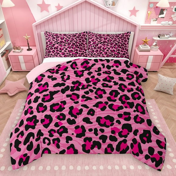Homewish Animal Leopard Print 2pcs Bedding Comforter Set for Teens Boys Girls,Geometric Stripes Twin Comforter Sets,Jungle Wildlife Print Breathable Bedding Set,Lightweight Room Decor,Reversible