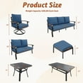 thumbnail image 6 of HOMREST Outdoor Furniture Thickened Cushion 360 Degree Swivel Rocking Patio Chairs with Ottomans and 3-Seat Sofa, Loveseat, Coffee Side Table, 8 PCS Metal Conversation Set for Garden, Deck, Poolside, 6 of 9