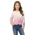 thumbnail image 6 of CHEEREAM Girls Casual Twist Front Lightweight Shirts Tie Dye Printed Long Sleeve Crop Tops Pullover Size 4-12 Years, 6 of 9