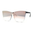 thumbnail image 3 of Womens Panel Lens Oversized Cat Eye Rectangle Plastic Rimless Sunglasses Black Peach Mirror, 3 of 4