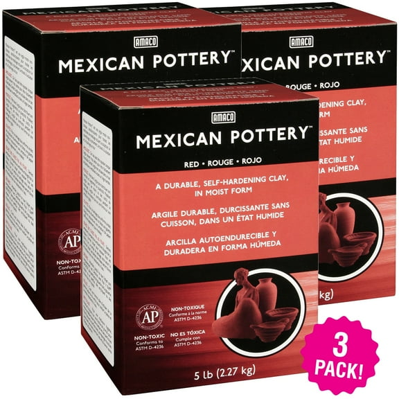Multipack of 3 - Mexican Self-Hardening Clay 5lb-Red