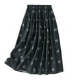 thumbnail image 2 of Yuwull Women's Summer Vintage Floral Printed A-line Elastic Waist Midi Skirt Cotton Linen Skirts For Women, 2 of 5